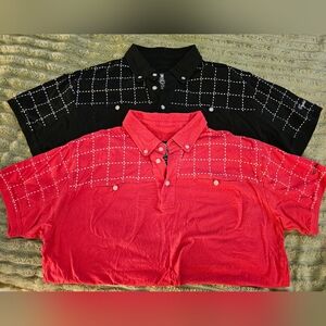 English Laundry Polo Shirts 1 Black 1 Red Grid Pattern Shirts XL